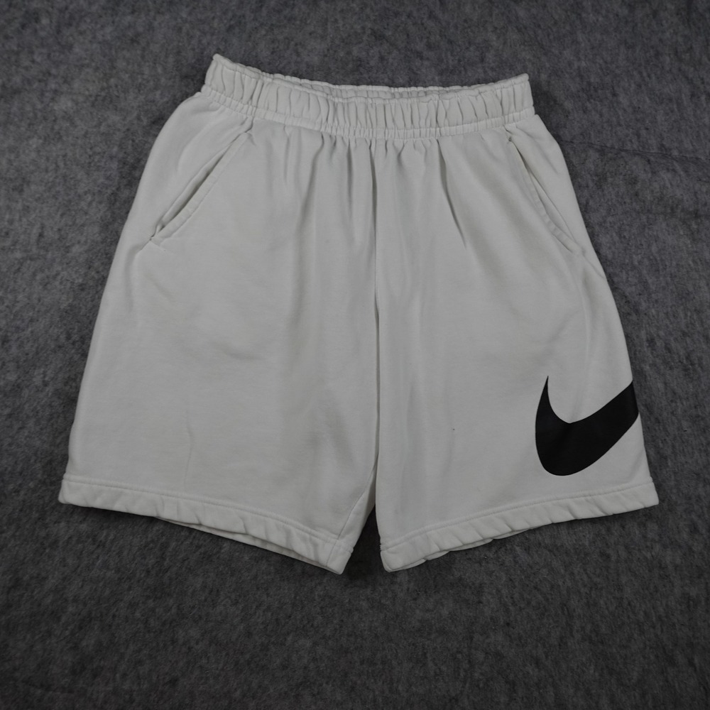 Nike Shorts Mens Medium White Sportswear Club Fleece Swoosh BV2721 100 Graphic